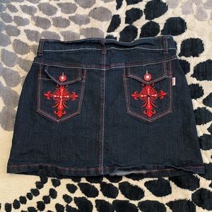 Ruben Jeans Blue Jeans Skirt Embroidered Pockets Size 11